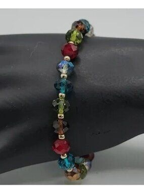 Gorgeous Multi-Colored Faceted Glass Bead Bracelet Stunning High Quality Beads